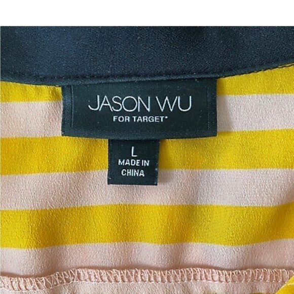 Jason Wu pink striped pleated collared shirt shift dress cap sleeves L - Picture 5 of 6